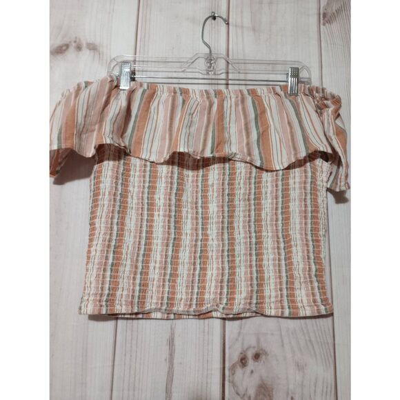 Dizzire Shirt Ladies Large Off The Shoulder Orange - Picture 2 of 6